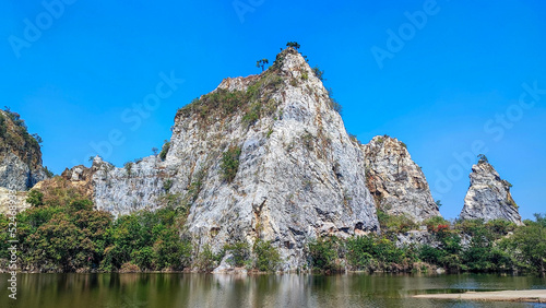 Big stone mountain at Khao Ngu Stone Park, Ratchaburi, Thailand © benyapha