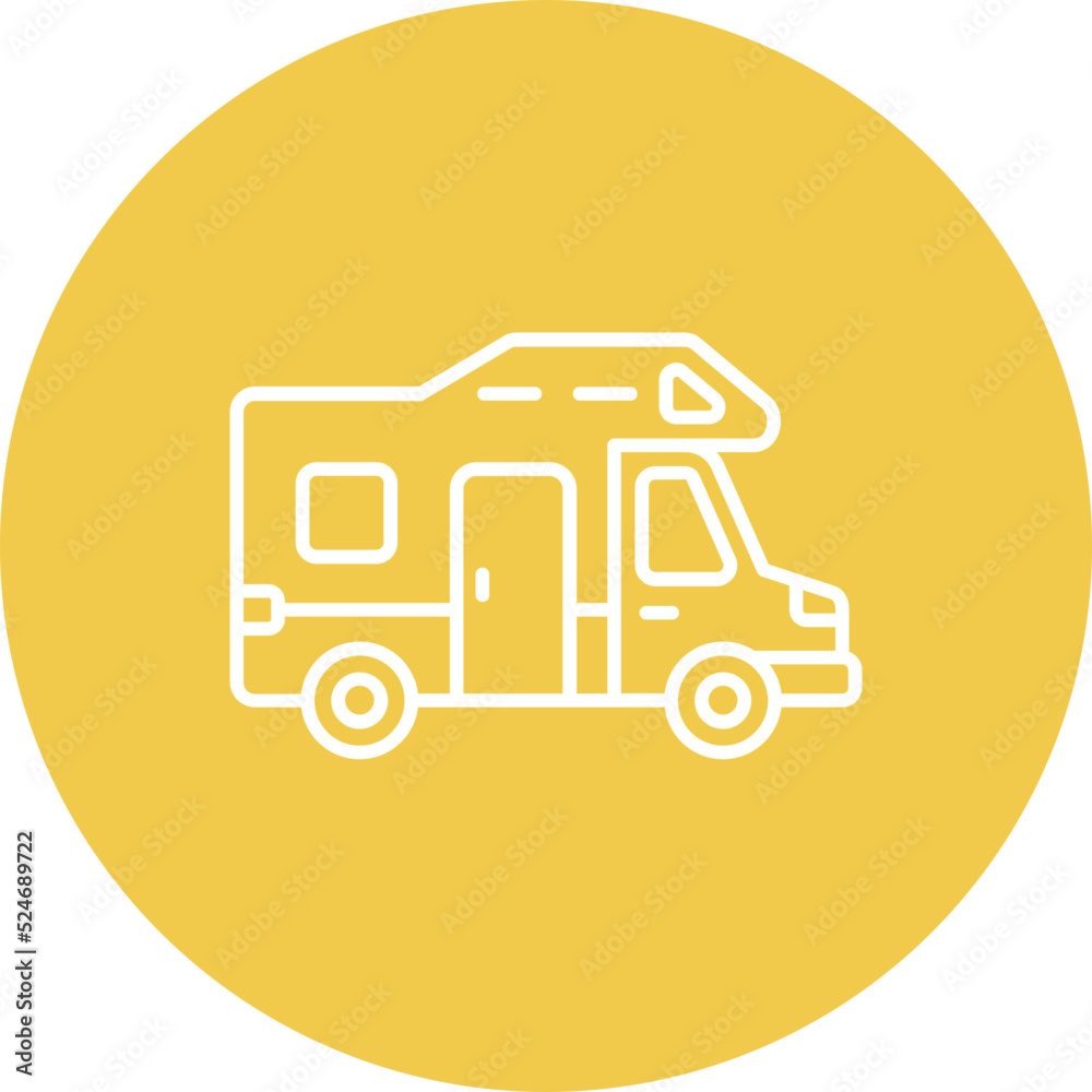 Camper Van Multicolor Circle Line Inverted Icon Camper Van Multicolor Circle Line Inverted Icon