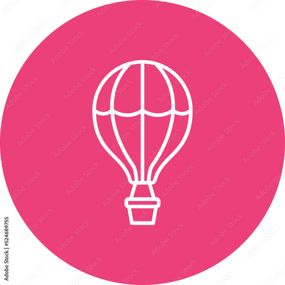 Hot Air Balloon Multicolor Circle Line Inverted Icon