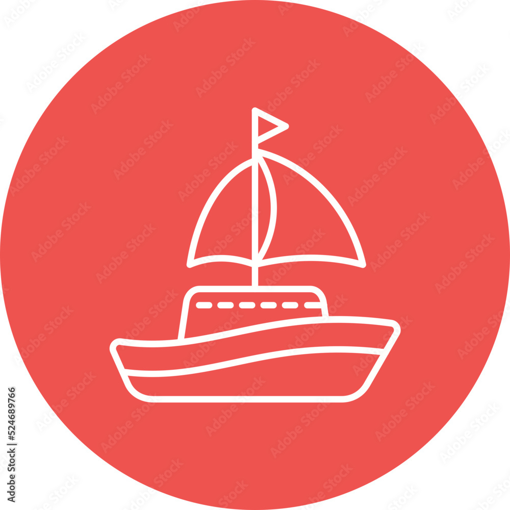 Sailboat Multicolor Circle Line Inverted Icon