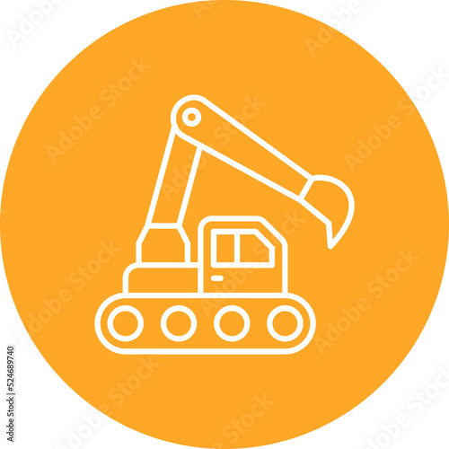 Excavator Multicolor Circle Line Inverted Icon