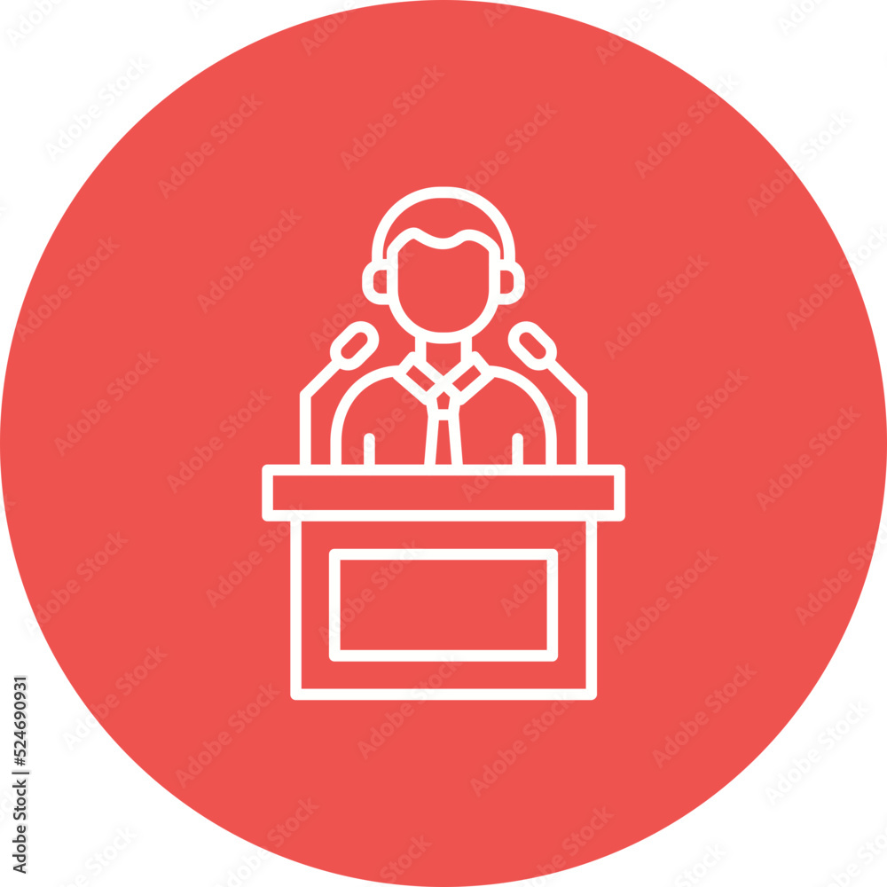 Press Conference Multicolor Circle Line Inverted Icon Press Conference Multicolor Circle Line Inverted Icon