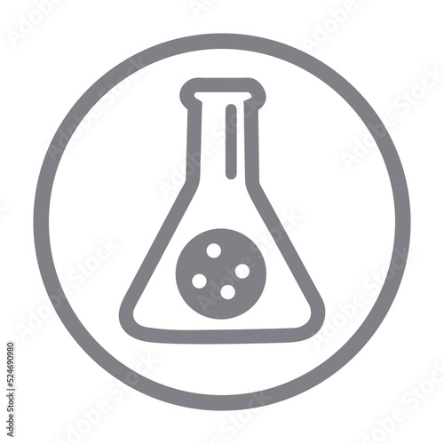 Lab tested sign in 2 variations - circular certificated proven stamp with check mark and laboratory