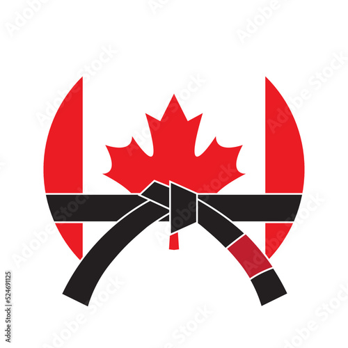Canadian Flag Jiu-Jitsu Black Belt Sublimation Gis Vector Patch, Embroidery Design Template