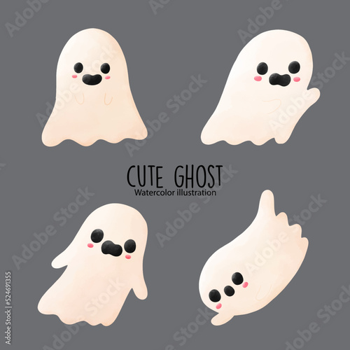 cute ghost watercolor. Vector illustration