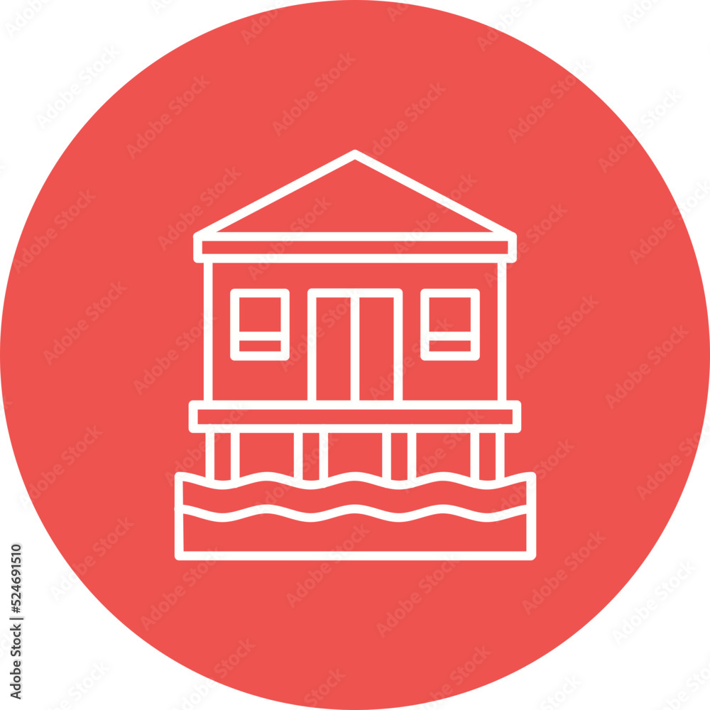 Bungalow Multicolor Circle Line Inverted Icon Bungalow Multicolor Circle Line Inverted Icon