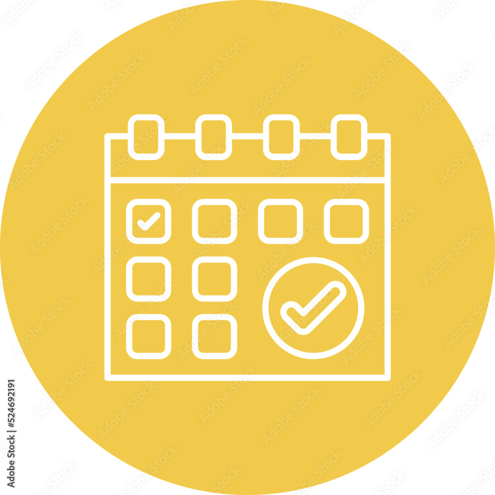 Calendar Multicolor Circle Line Inverted Icon