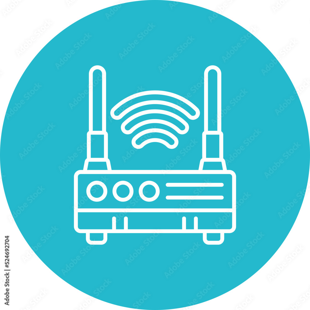 Wireless Router Multicolor Circle Line Inverted Icon Wireless Router Multicolor Circle Line Inverted Icon