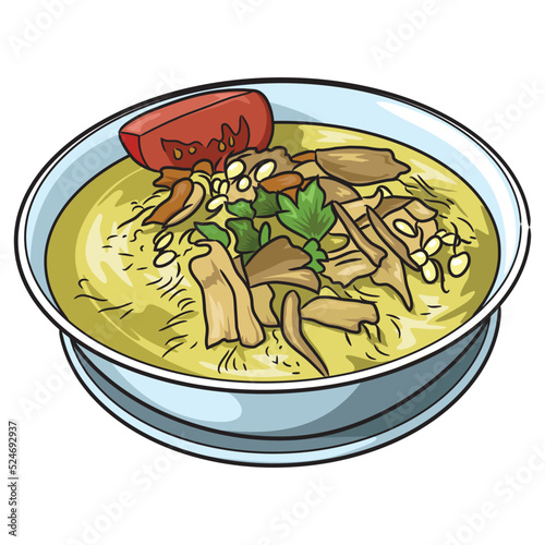 Soto noodle soup cartoon