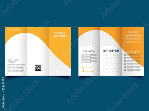 Yellow creative editable trifold brochure template design vector
