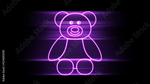 Bear in neon style