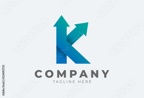Initial K logo. letter K with arrow in gradient colour logo design inspiration, usable for brand and company logos Free Download Initial K logo. letter K with arrow in gradient colour logo design inspiration, usable for brand and company logos - GFXLoad