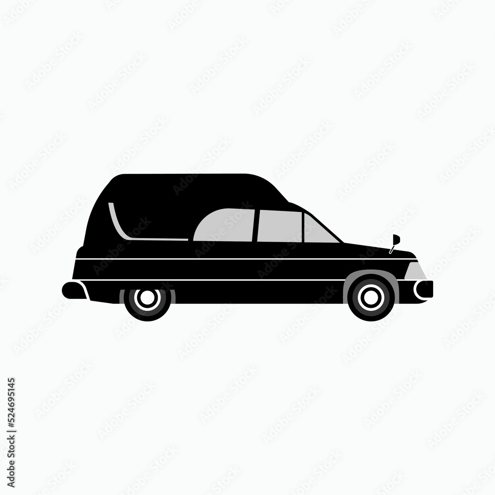 Hearse Icon. Funeral,  Dead Body Vehicle Symbol - Vector.  