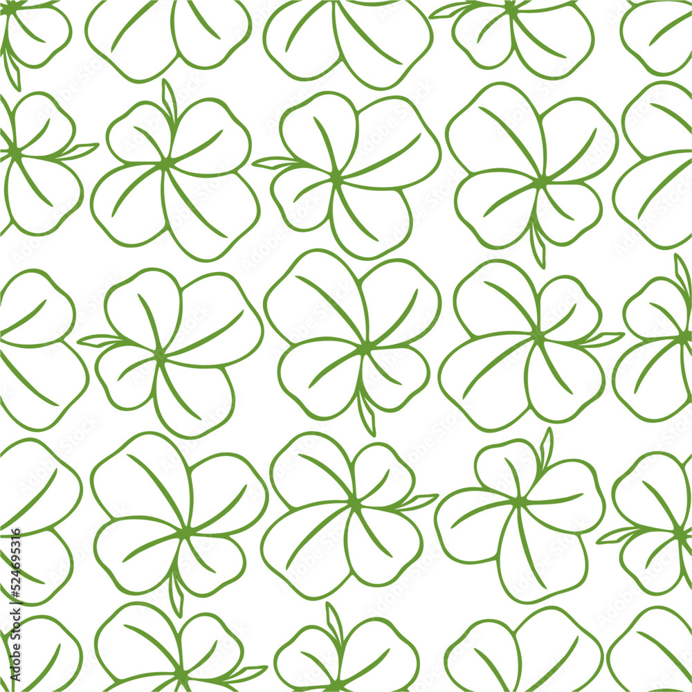 seamless symmetrical pattern of green quatrefoil clover on a white background, texture, design seamless symmetrical pattern of green quatrefoil clover on a white background, texture, design