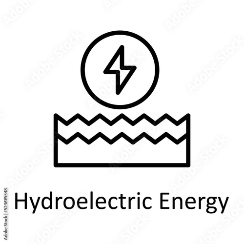 Hydroelectric Energy vector Outline Icon Design illustration on White background. EPS 10 File