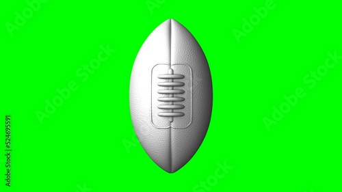 White rugby ball on green chroma key background. 3D illustration.