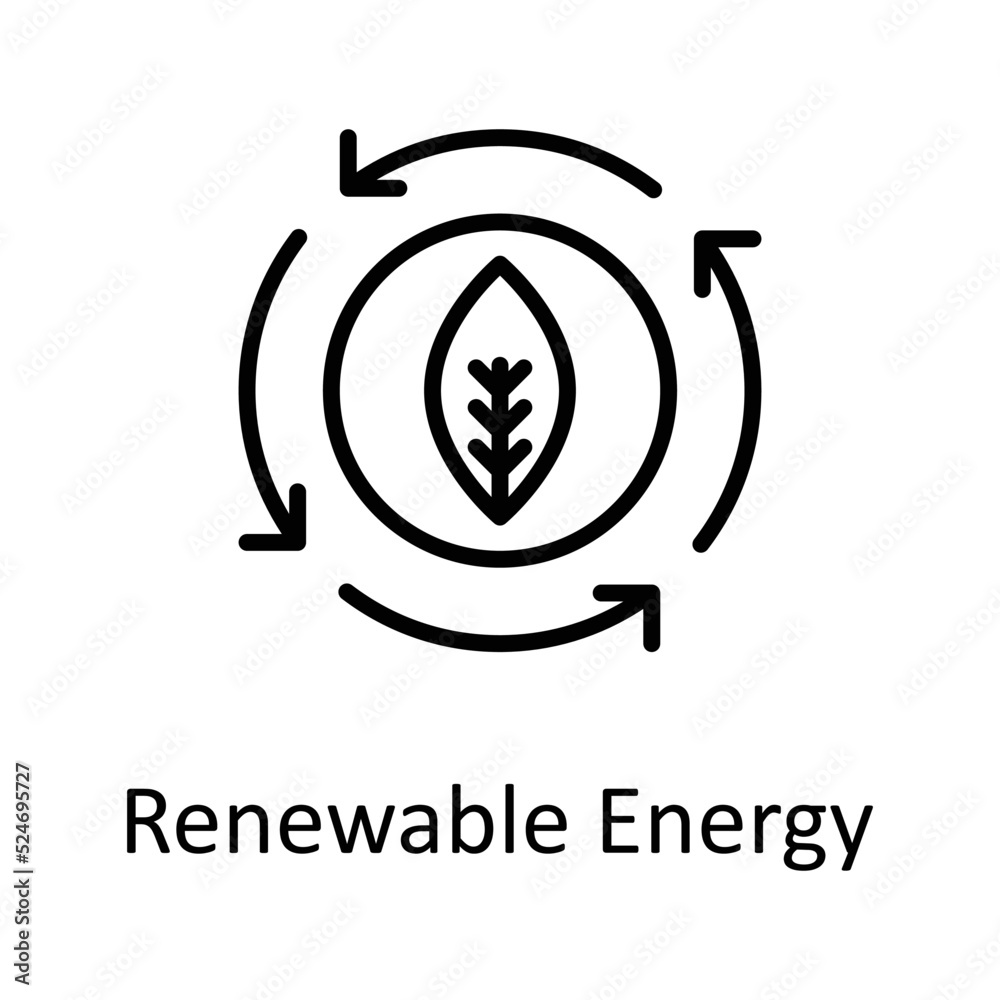 Renewable Energy vector Outline Icon Design illustration on White background. EPS 10 File Renewable Energy vector Outline Icon Design illustration on White background. EPS 10 File