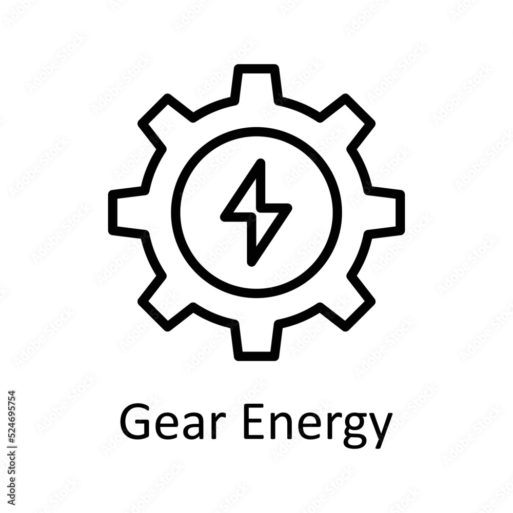Gear Energy vector Outline Icon Design illustration on White background. EPS 10 File Gear Energy vector Outline Icon Design illustration on White background. EPS 10 File