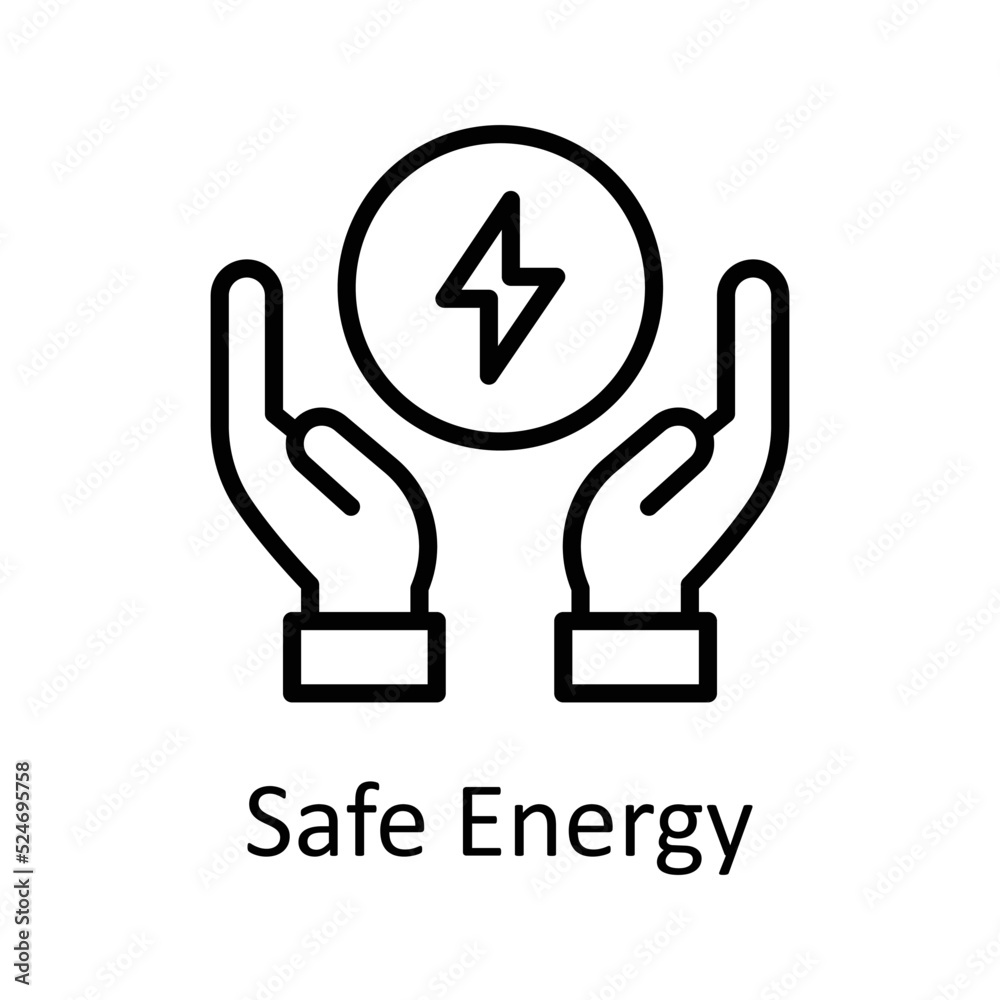 Safe Energy vector Outline Icon Design illustration on White background. EPS 10 File Safe Energy vector Outline Icon Design illustration on White background. EPS 10 File