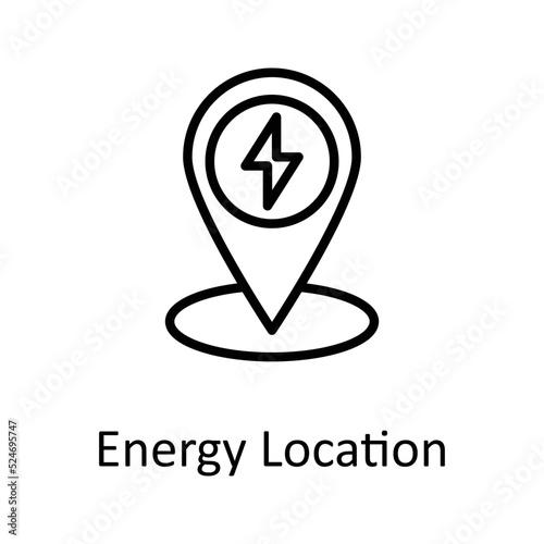 Energy Location vector Outline Icon Design illustration on White background. EPS 10 File