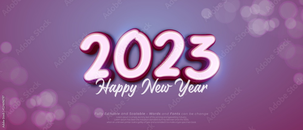 Editable text effect happy new year 2023 with 3d effect text style concept