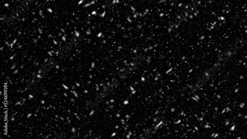 falling snowflakes on the black background, blizzard, christmas