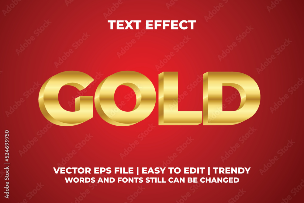 Gold bold 3D text effect with gradient red background template design 