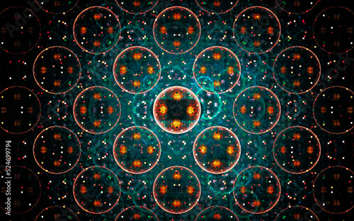 digital illustration abstract image generated fractal background image wallpaper pattern of various geometric shapes and lines of various colors for computer graphics or web design