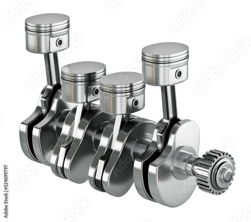 3D illustration of a car engine block and pistons. 3D illustration photo