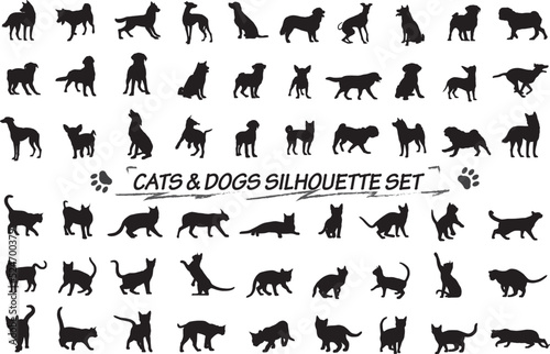 Cats and Dogs silhouette set