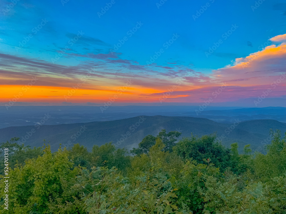 Sunset views in the Appalachian Mountains