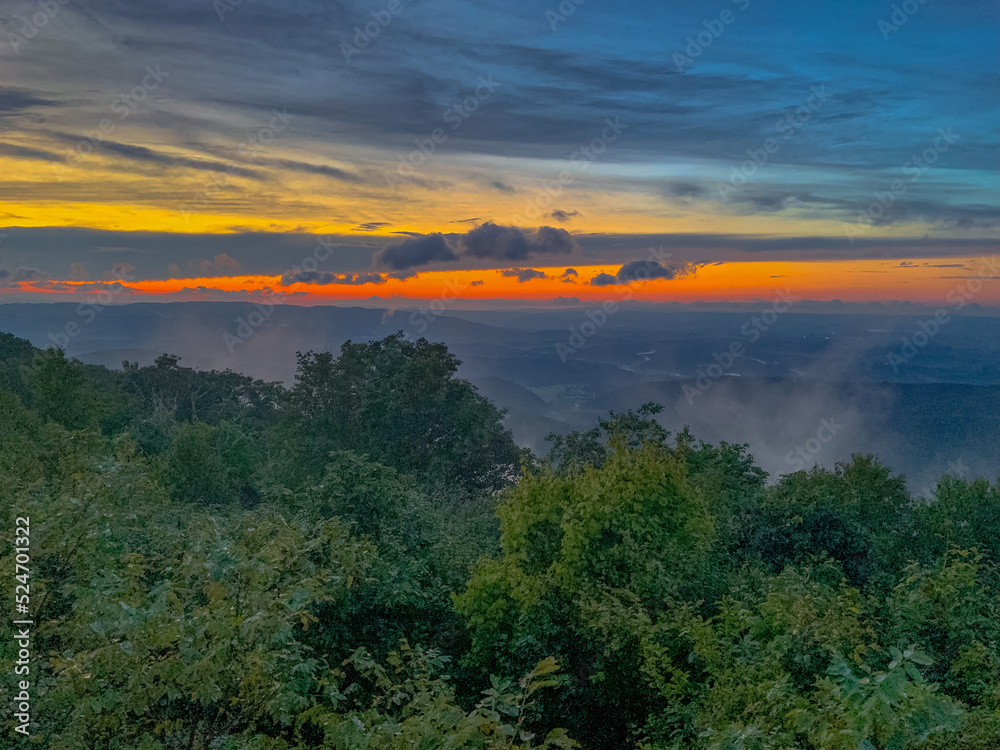 Sunset views in the Appalachian Mountains