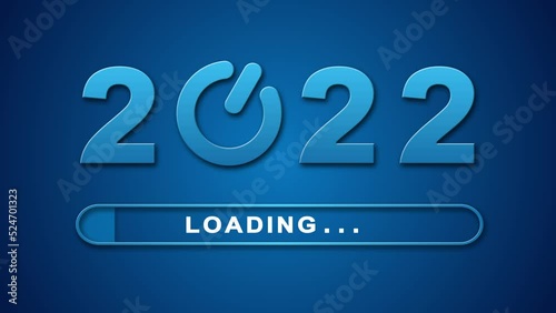 Loading New Year 2023 - digital technology blue background start New Year 2023