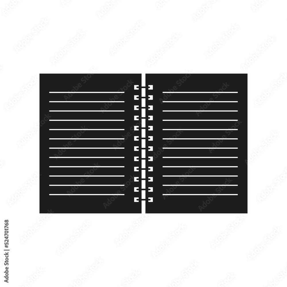 Opened notebook icon. Vector. Flat design. Opened notebook icon. Vector. Flat design.