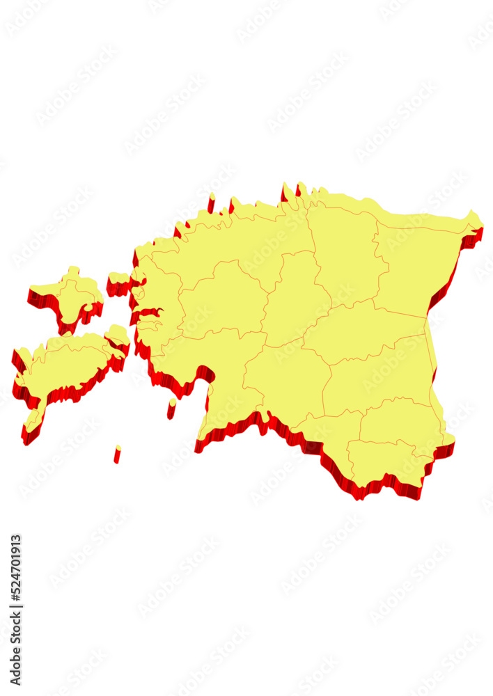 Illustration of the map of Estonia with Unitary District, Region, Province, Municipality, Federal District, Division, Department, Commune Municipality, Canton Map 3D Illustration of the map of Estonia with Unitary District, Region, Province, Municipality, Federal District, Division, Department, Commune Municipality, Canton Map 3D