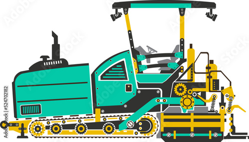 Asphalt Paver machine vector a piece of construction equipment