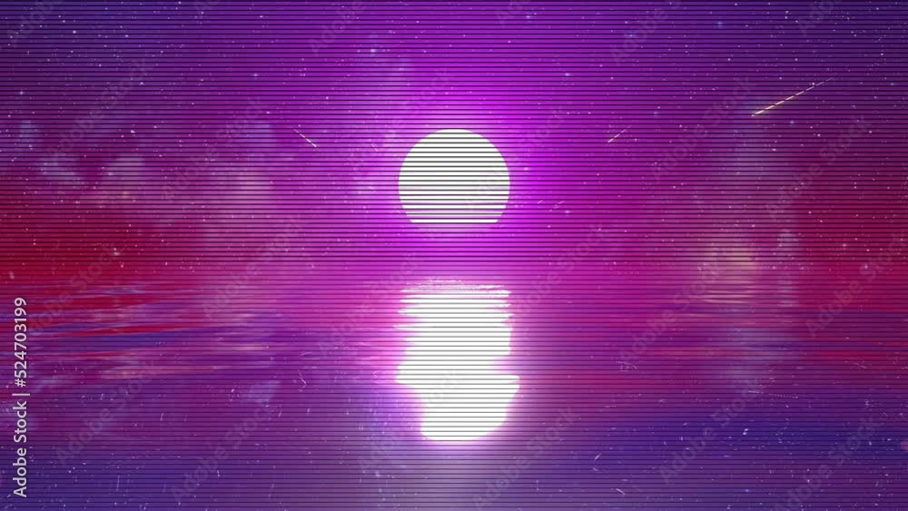 Retro Wave Futuristic 80's Water Landscape