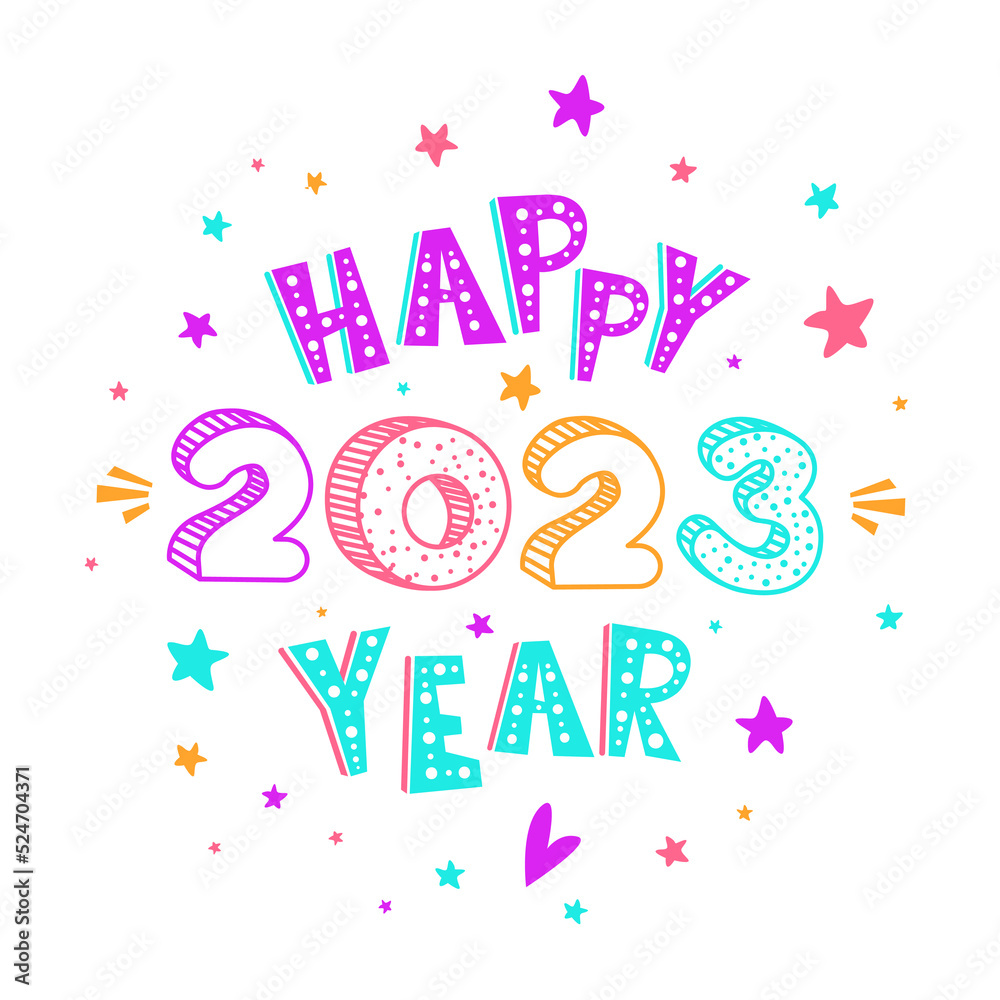 Cute New Year or Christmas greeting card with hand drawn lettering Cute New Year or Christmas greeting card with hand drawn lettering
