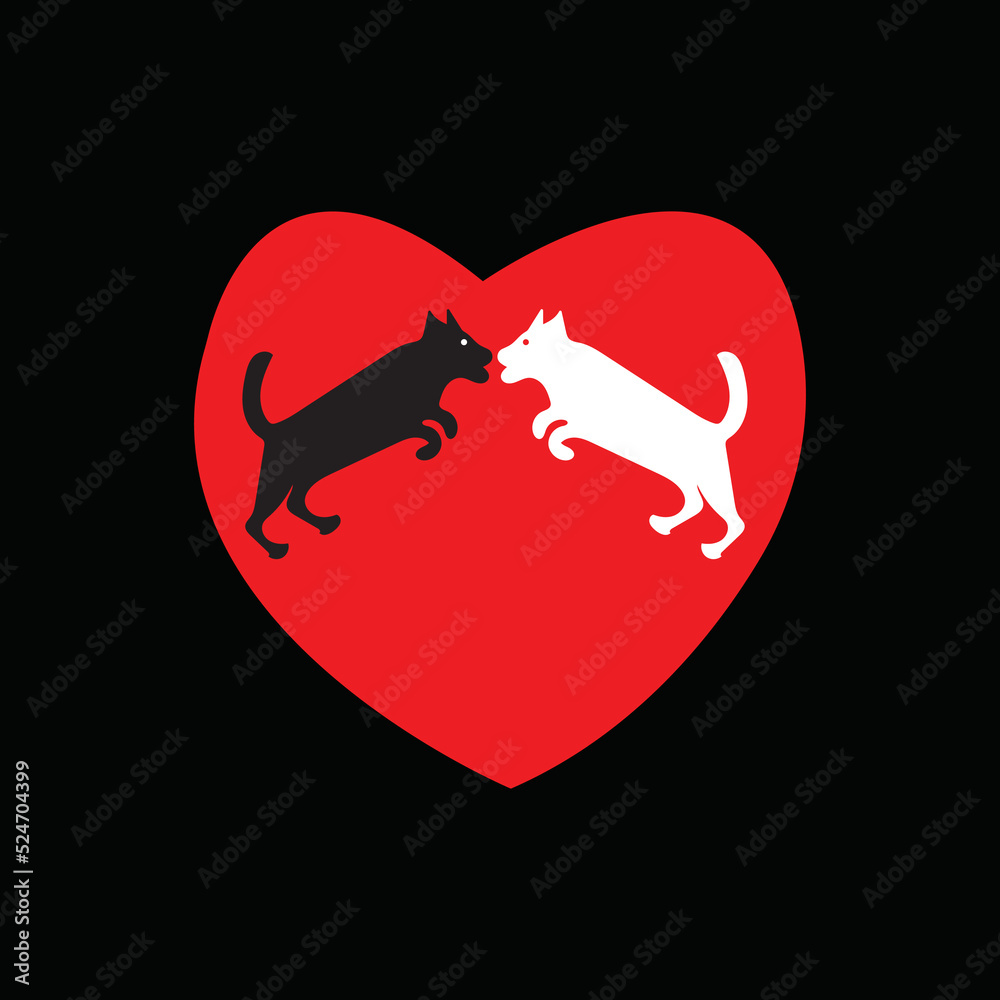 Two dog love vector logo 