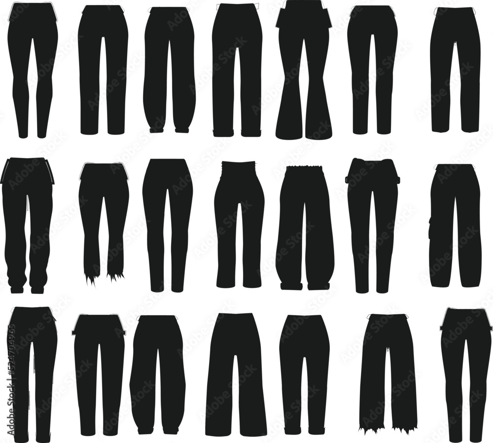 Jeans pants cartoon set stock symbol isolated Vector Silhouettes Jeans pants cartoon set stock symbol isolated Vector Silhouettes