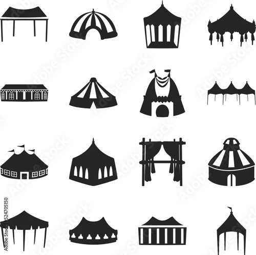 Object awning shelter awning- canopy isolated Vector Silhouettes