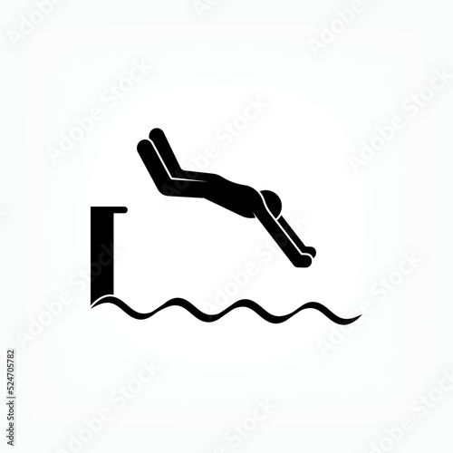 Jump to Water Icon. Sport Water Symbol - Vector.    