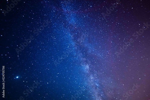 Milky Way. Night sky with stars. Space background. Astro photography in a desert nightscape with milky way galaxy. 