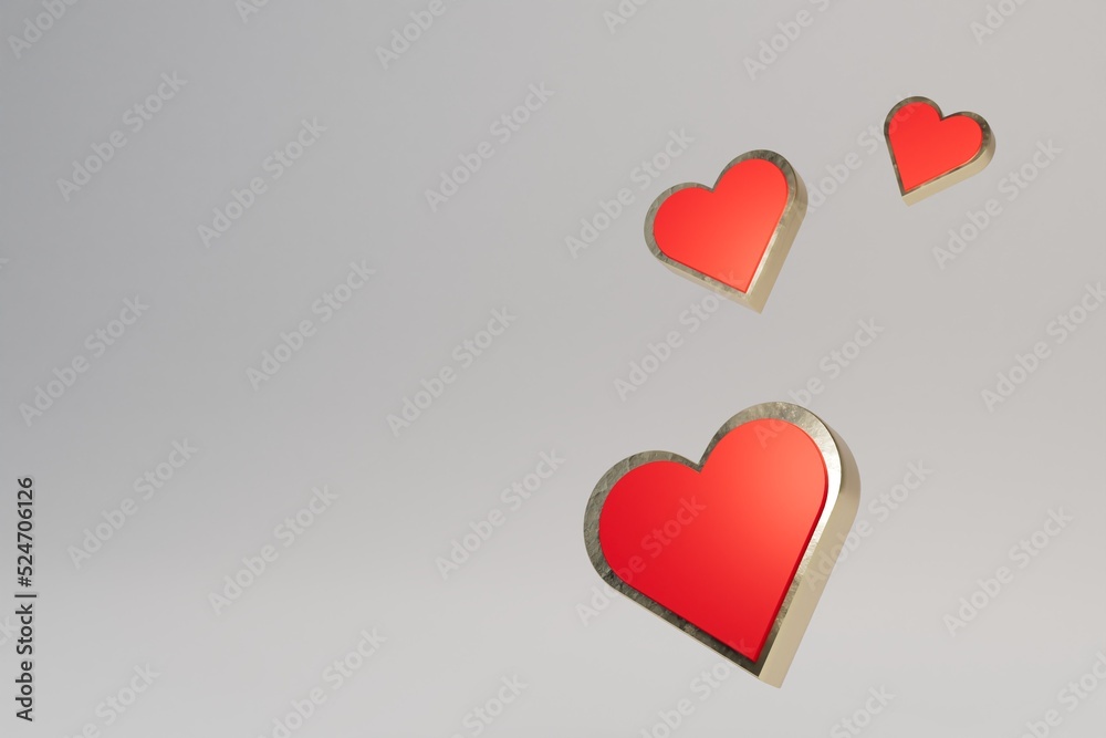 hearts declaration of love. red hearts on a white background. copy paste, copy space. 3d render. 3d illustration hearts declaration of love. red hearts on a white background. copy paste, copy space. 3d render. 3d illustration