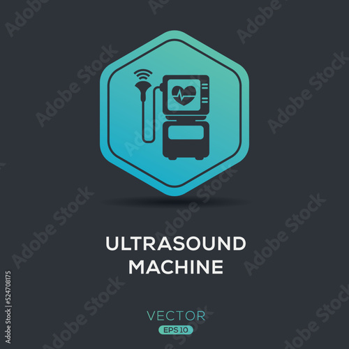Creative (Ultrasound machine) Icon, Vector sign.