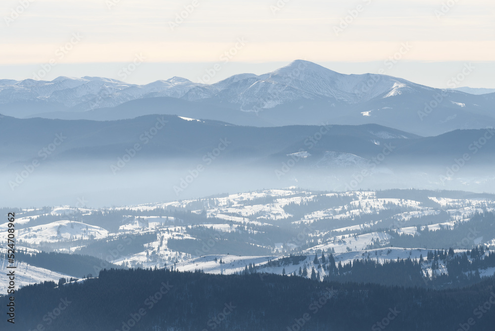 View of the top of Mount Hoverla in the Ukrainian Carpathian Mountains