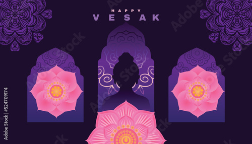 Happy Vesak Day  template poster,banner, greeting card   Vector illustration