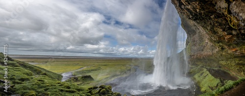 Panoramic of Iceland Waterfall 
