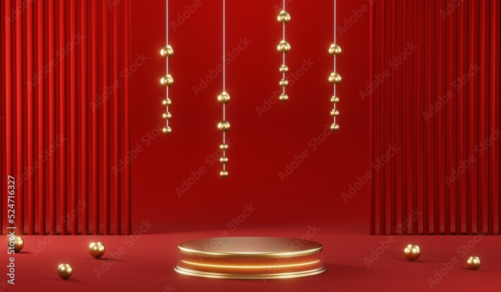 3D rendering of blank product background for cream cosmetics Modern red podium background 3D rendering of blank product background for cream cosmetics Modern red podium background
