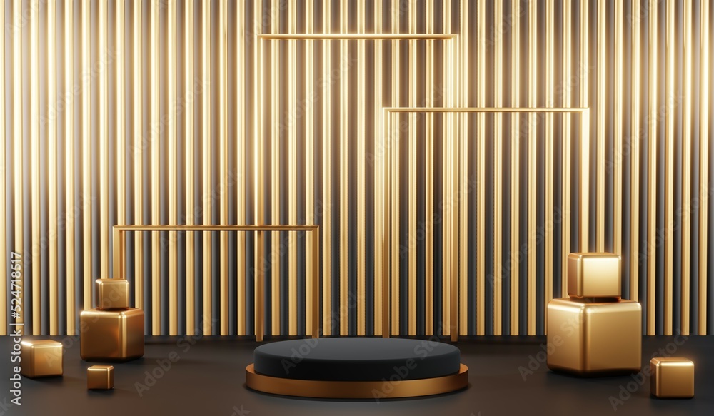 3D rendering of blank product background for cream cosmetics Modern black podium background 3D rendering of blank product background for cream cosmetics Modern black podium background